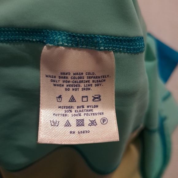 Lands End girls size 14 2 tone teal rashguard with dolphin applique - Picture 5 of 5